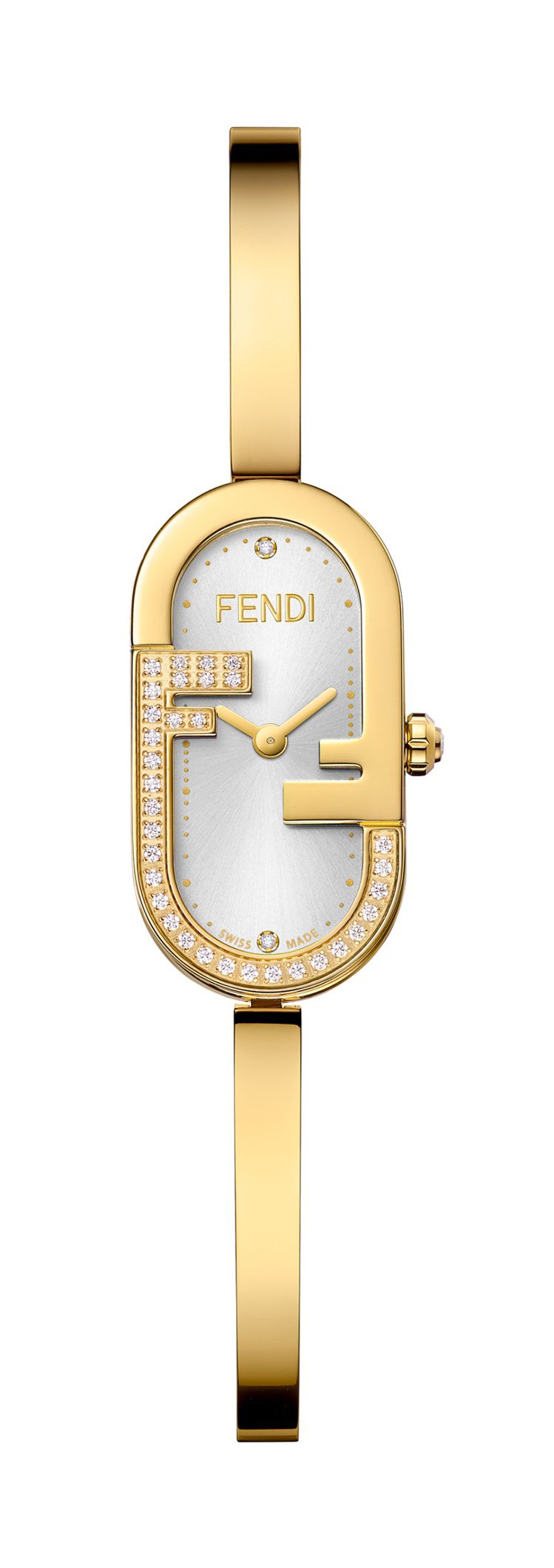 FENDI O' Lock系列水鑽FF LOGO腕表，63,400元。圖／FENDI提供