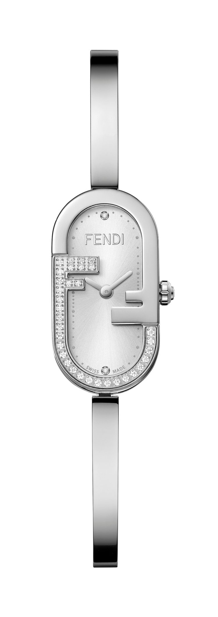 FENDI O' Lock系列水鑽FF LOGO腕表，65,500元。圖／FENDI提供