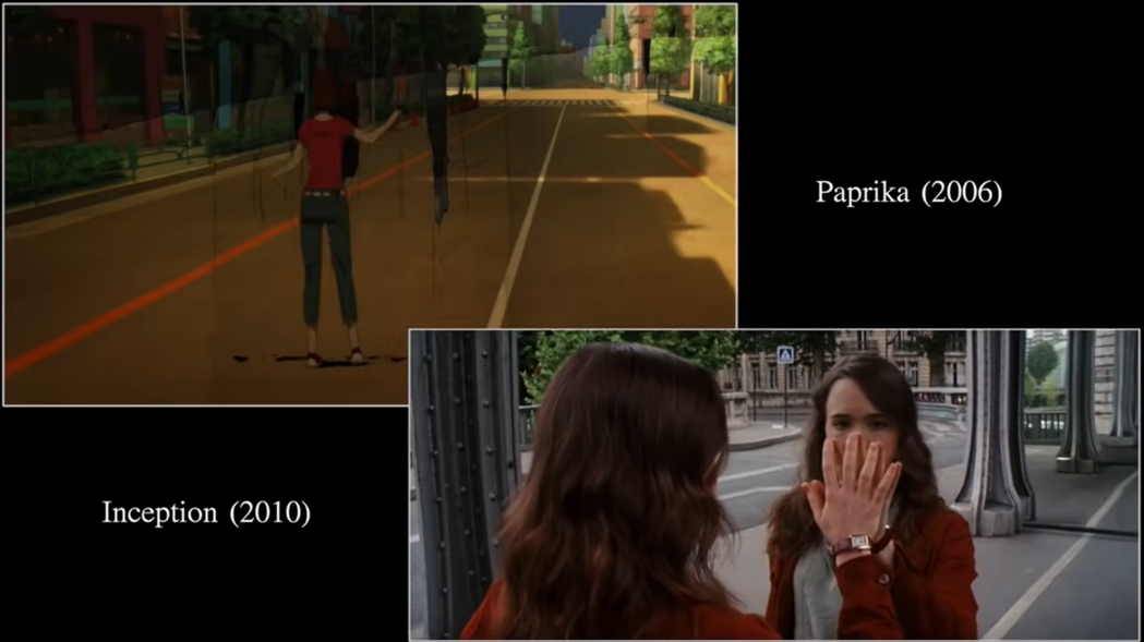 在紀錄片中，導演直指《全面啟動》（Inception, 2010）靈感來源是《盜夢偵探》（パプリカ，2006）。 圖／取自「幀影幀畫」（Every Frame a Painting）YouTube頻道