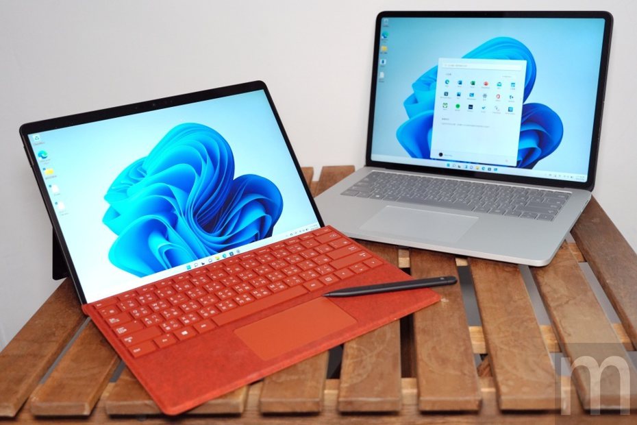 ▲微軟目前在台推出的Surface Pro 8 (左前)、Surface Laptop Studio