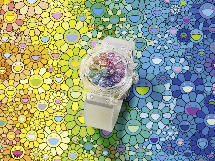 經典融合系列村上隆藍寶石彩虹腕表，限量典藏100枚，327萬元。圖／宇舶表提供