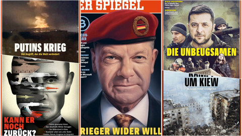 德國明鏡在俄國入侵後的每周「戰爭封面」。 圖／《明鏡周刊》