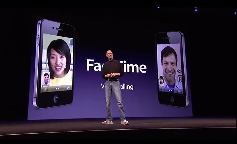 FaceTime為賈伯斯在2010年6月7日發表的視訊通話應用軟體，蘋果前工程師表示，當賈伯斯首次看到FaceTime測試版成果時相當興奮。（翻攝自YouTube）