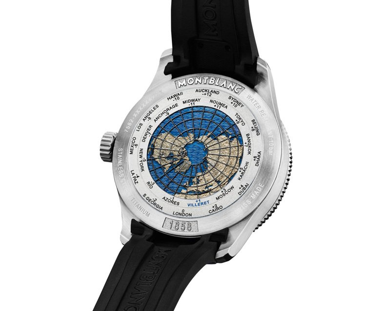 想要參照不同世界的時區？1858系列GMT腕表的底蓋則有一幅世界時區地圖，方便比...