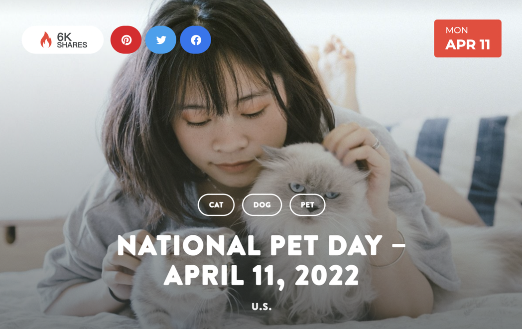 每年的4/11是國際寵物日。 (圖/取自nationaltoday.com)