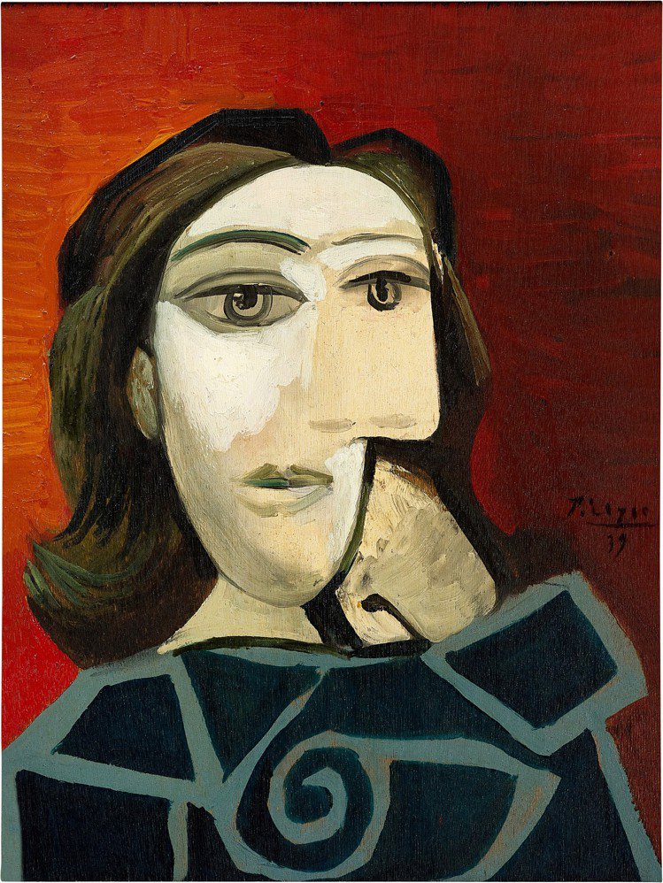 畢卡索1939年肖像「多拉瑪爾」，預計成交價逾1.38億港元。圖／蘇富比提供