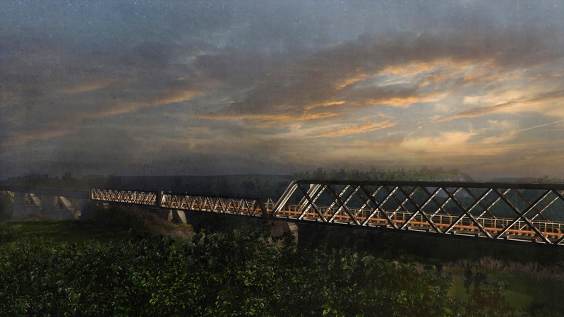 雲林縣府投入500萬元打造虎尾鐵橋夜間光環境，7月完工。圖／雲林縣政府提供