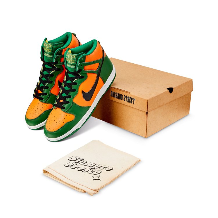 NIKE Dunk Hi Orchard Street「Brazil」球鞋，由紐約街頭服裝品牌Orchard Street設計，估價45,000港元起。