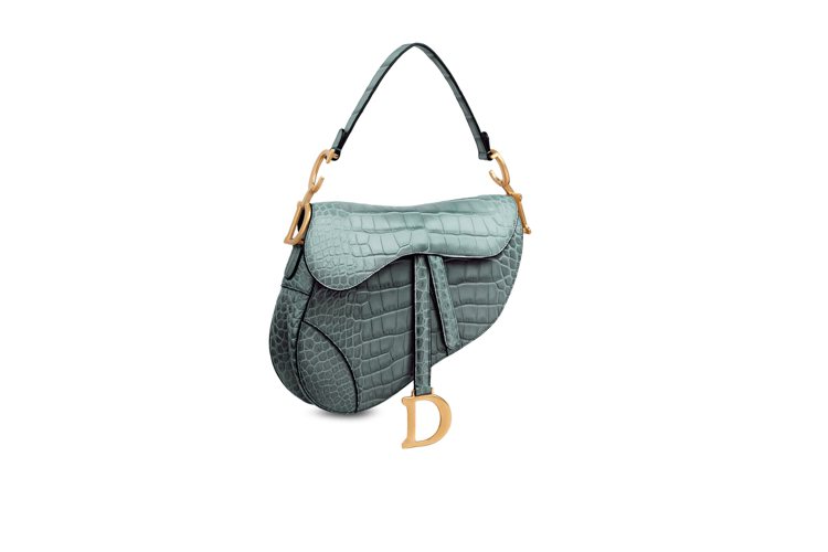 Saddle mini薄荷綠鱷魚皮馬鞍包，77萬元。圖／Dior提供