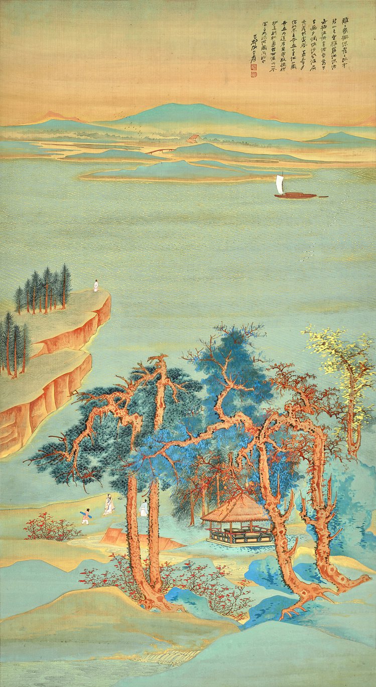 張大千仿王希孟《千里江山圖》 設色絹本立軸，1947年作，估價待詢。圖／蘇富比提供