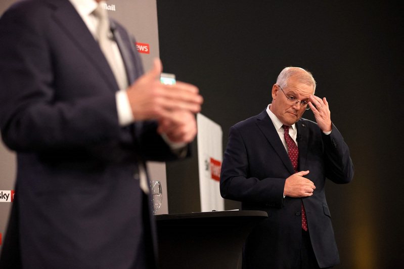 澳洲总理莫里森，摄于20日的选前党魁辩论会。法新社(photo:UDN)