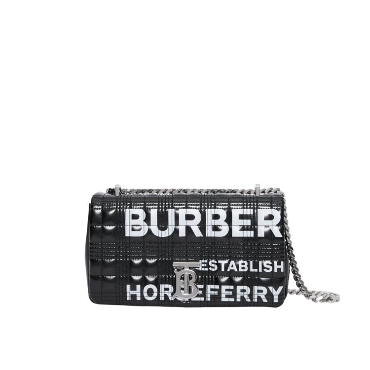 小型Horseferry印花絎縫黑色Lola包，65,000元。圖／BURBER...