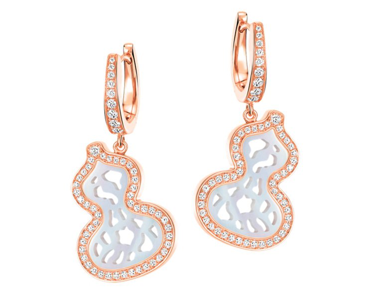 Qeelin，Wulu系列18K玫瑰金鑽石及珍珠母貝耳環，28萬3,500元。圖...