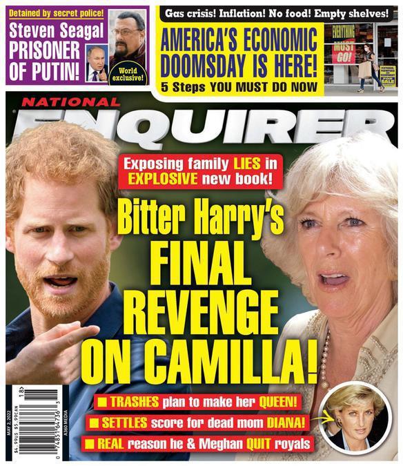 八卦報導以封面故事稱心懷不滿的哈利將給予繼母卡蜜拉一次終極大報復。圖／摘自Nat