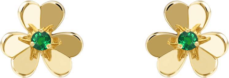 Frivole 祖母綠耳環，黃K金鑲嵌2顆祖母綠，10萬7,000元。圖／梵克雅寶提供