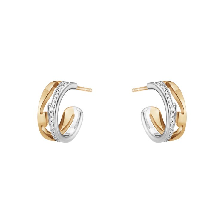 FUSION系列18K玫瑰金、白金鑲鑽耳環，66,500元。圖／喬治傑生提供