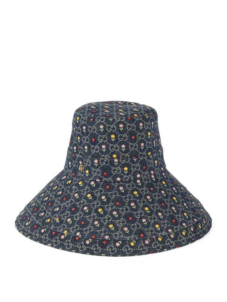 GUCCI Blooming Love系列GG丹寧小花遮陽帽，28,600元。圖／GUCCI提供