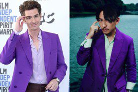 安德魯加菲、張震撞衫更撞pose 紫色西裝搭出瀟灑帥氣