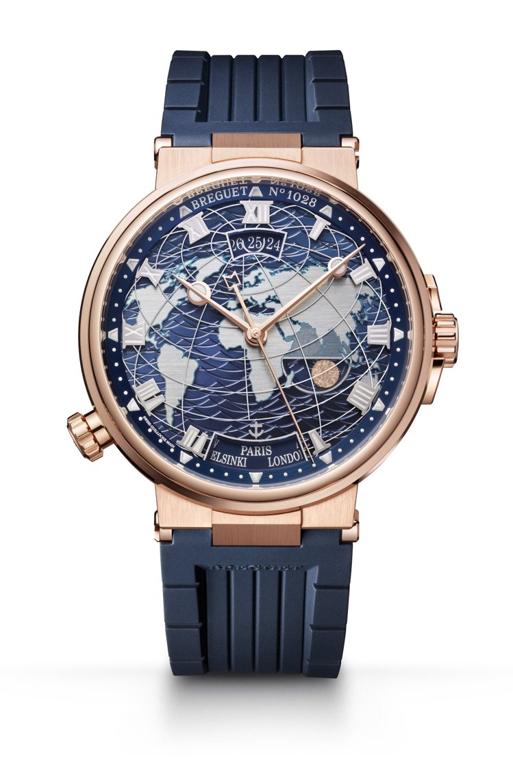 Breguet Marine系列Hora Mundi 5557腕表，玫瑰金搭配橡...