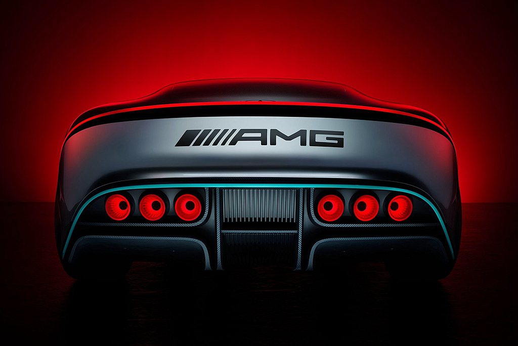 Mercedes-AMG Vision AMG貫穿式設計的LED光帶也與三個圓型...