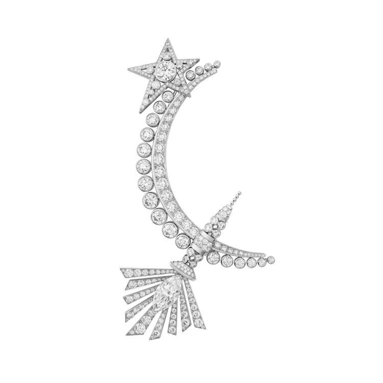 Lune Éternelle胸針，18K白金鑲嵌鑽石、1顆重約3.20克拉D ...