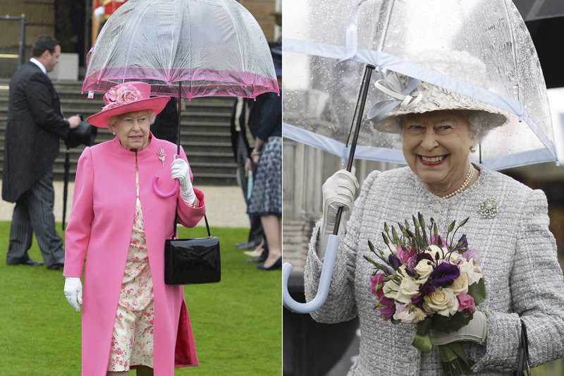 伊麗莎白二世平常的標準裝扮，就是正式帽子和顏色相配的全套服裝。美聯社