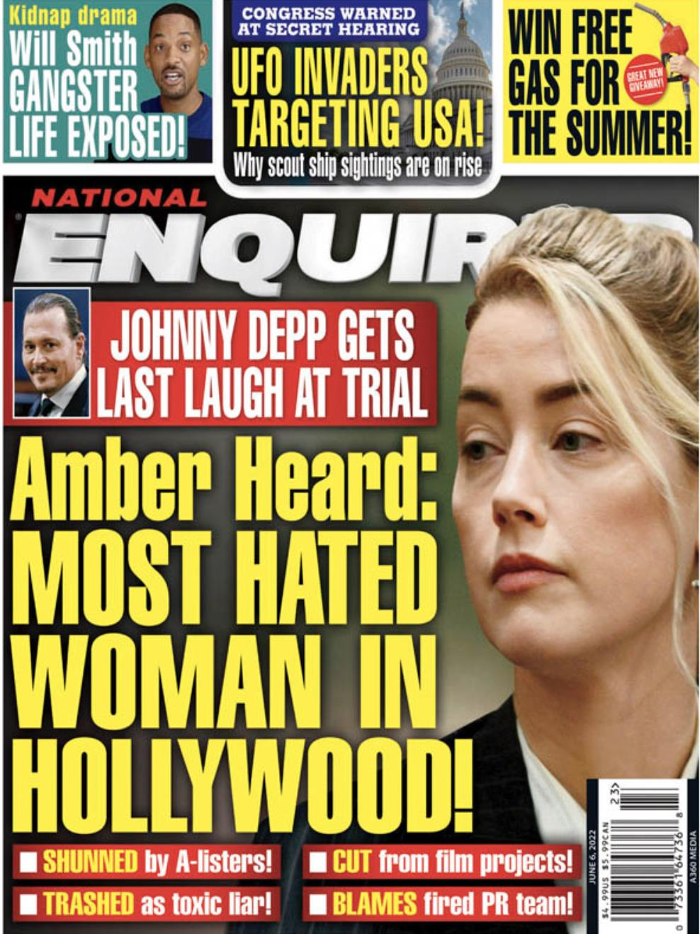 安珀赫德被指為「好萊塢最被討厭的女人」。圖／摘自National Enquirer