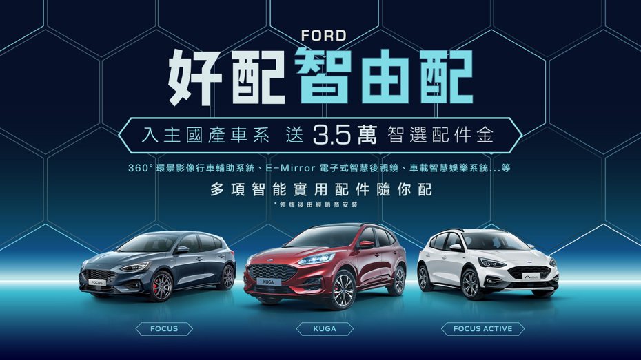 本月入主Ford國產全車系，即享「好配智由配」限時優惠專案。 圖／福特六和提供