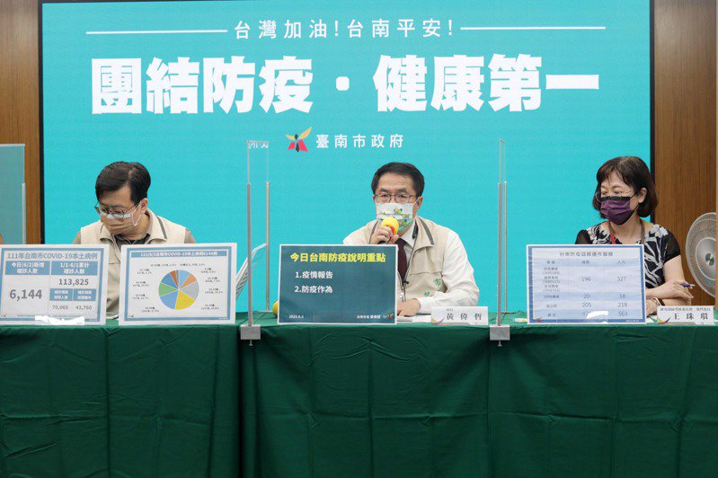 台南市長黃偉哲主持防疫記者會。圖／台南市府提供