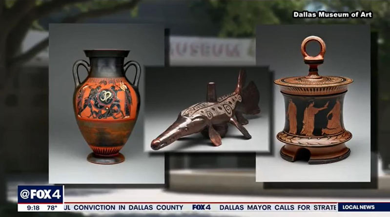 美國德州達拉斯警察1日晚間逮捕21歲男子賀南德茲，據報他供稱自己對女友很生氣，於是闖進博物館破壞文物與其他資產，造成超過5百萬美元的損失。畫面翻攝：YouTube/FOX 4 Dallas-Fort Worth