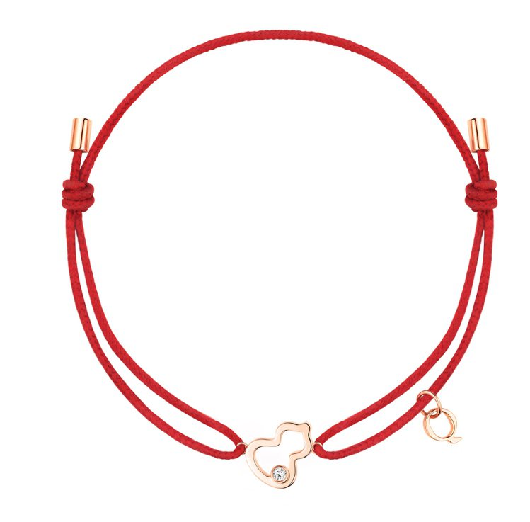 Qeelin Xiao Q系列Wulu 18K玫瑰金鑲鑽紅繩手鍊，24,000元...
