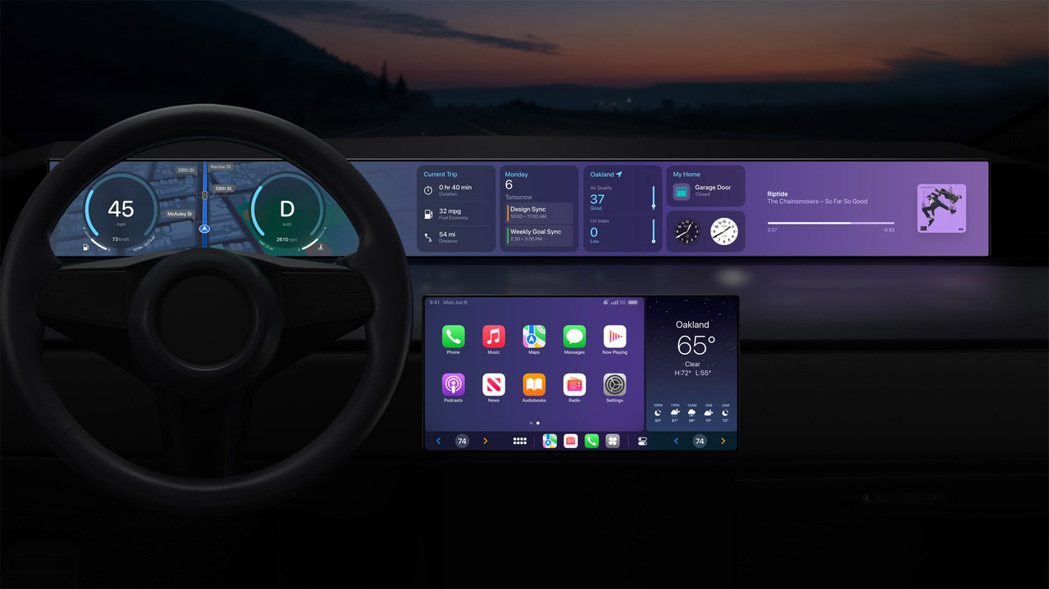 新世代Apple CarPlay將不僅是娛樂系統，更成為汽車功能控制中心。 摘自網路