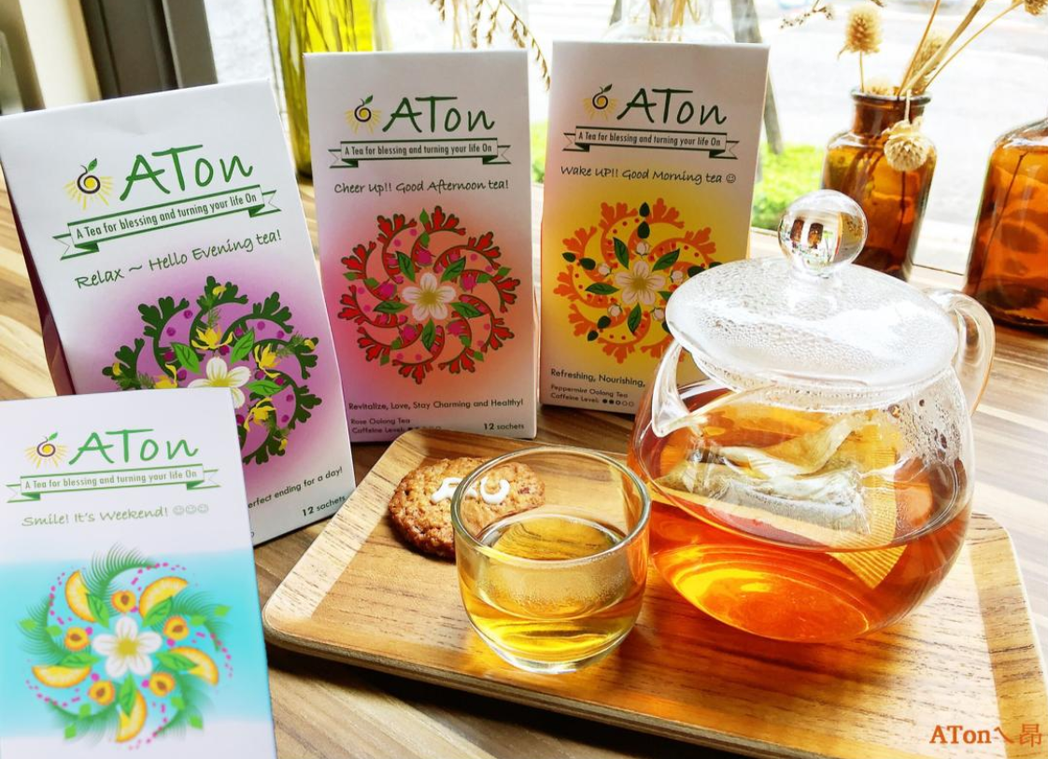 「ATonㄟ昂」茶品系列商品有：早安茶、下午茶、晚茶、週末好心情茶，無論是熱泡、...