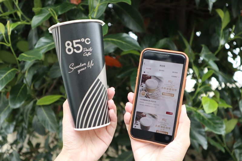 85 Cafe APP跨店取連續3天提供大杯拿鐵和海岩咖啡買二送一優惠，兩種咖啡每日限量各2,000組。圖／85ºC提供。