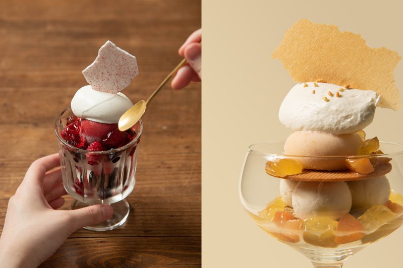 P&T柏林選茶攜手Deux Doux Crèmerie, Pâtisserie & Café聯名設計3款限定夏日冰甜品。 圖／瑪黑餐酒提供