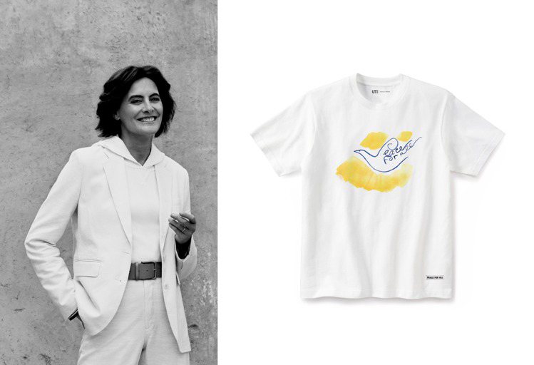 INES DE LA FRESSANGE與其設計的慈善UT系列T恤590元。圖／UNIQLO提供