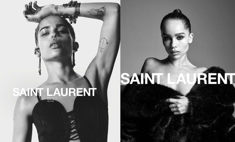 回顧柔伊克拉維茲上一次入鏡Saint Laurent服裝廣告已經是2018年的事...