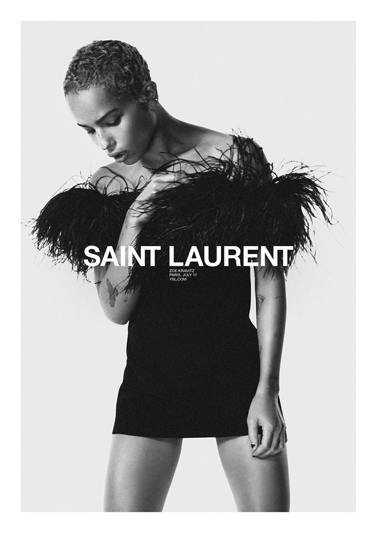 柔伊克拉維茲上一次入鏡Saint Laurent服裝廣告已經是2018年的事了。圖／摘自Twitter