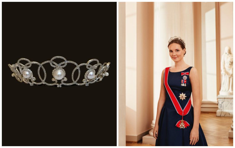 對6月17日剛滿18歲的挪威公主Ingrid Alexandra而言，其成年禮的禮物非同凡響，是一款歷史超過120年歷史的鉑金鑽石珍珠冠冕。圖 / 翻攝自 ig @ detnorskekongehus（合成圖）