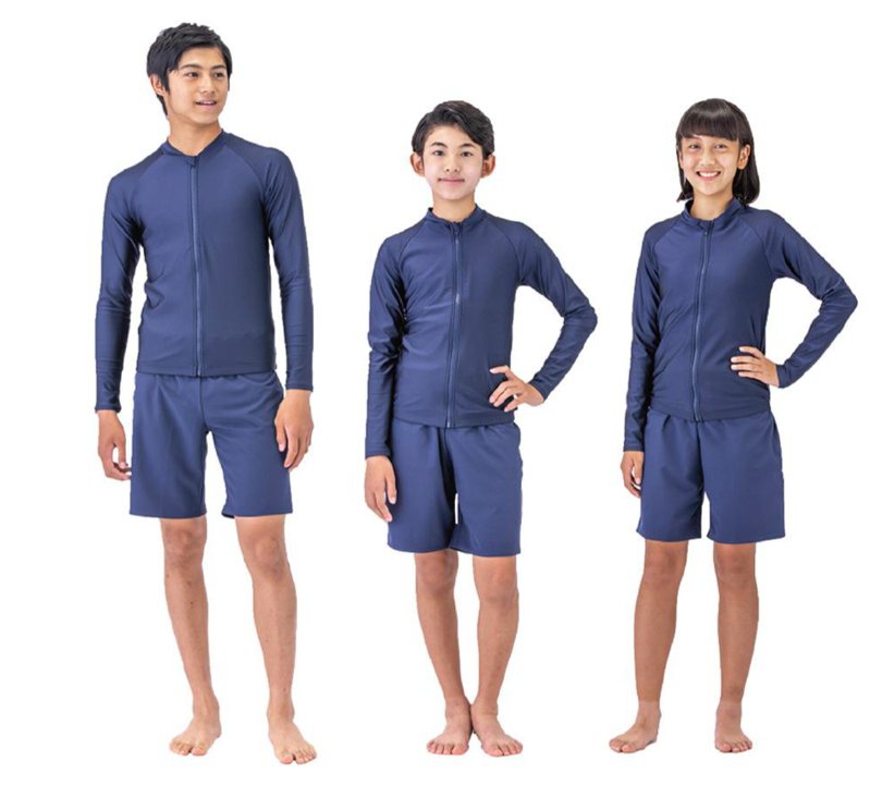日本部分學校採用的新款中性泳裝。（圖／Footmark）