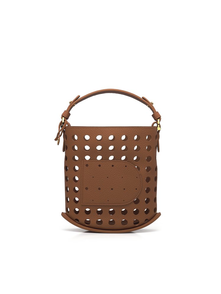 暖棕色Pin Mini Bucket手袋，價格店洽。圖／Delvaux提供