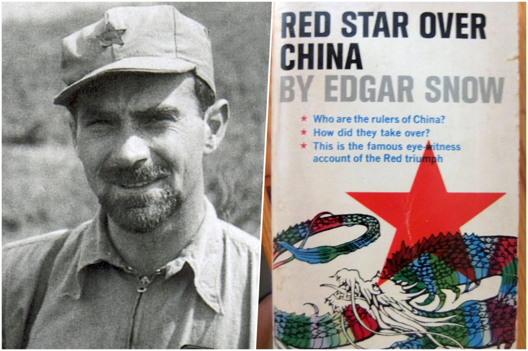 美國記者愛徳加，和他所撰寫的《紅星照耀中國》。 圖／愛德加．史諾紀念基金會、Fl...
