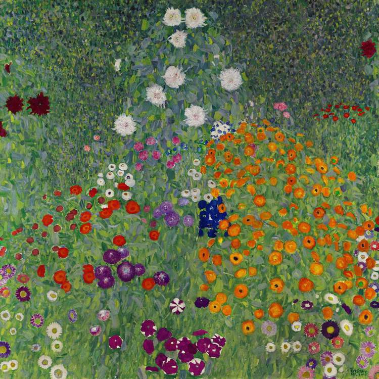 奧地利畫家古斯塔夫・克林姆在藝術巔峰時期創作的畫作〈花草農園〉。 圖／香港蘇富比...