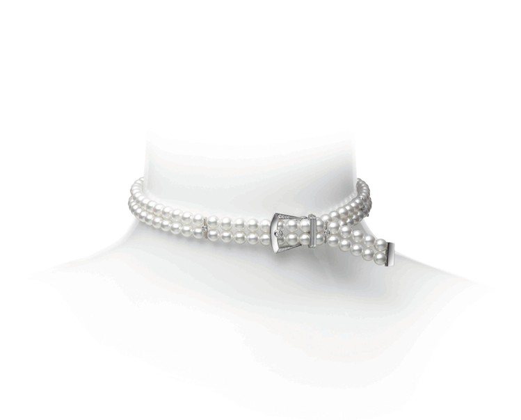 MIKIMOTO Boucle Précieuse系列手環/頸鍊18K白金鑲嵌鑽石，搭配日本Akoya珍珠，約33萬4,000元。圖／MIKIMOTO提供