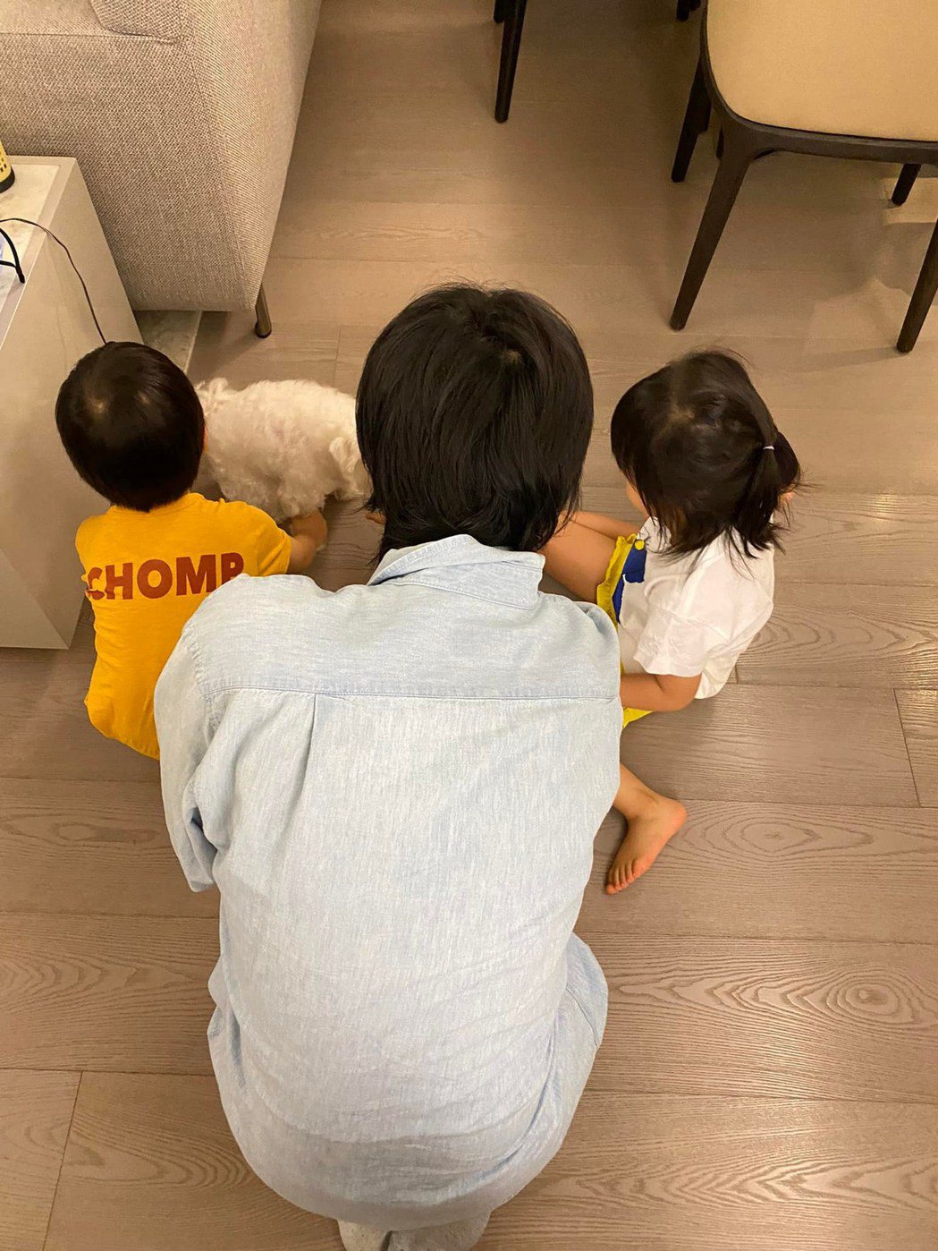 庾澄慶分享小哈利與弟弟妹妹玩的照片。 圖／擷自庾澄慶臉書