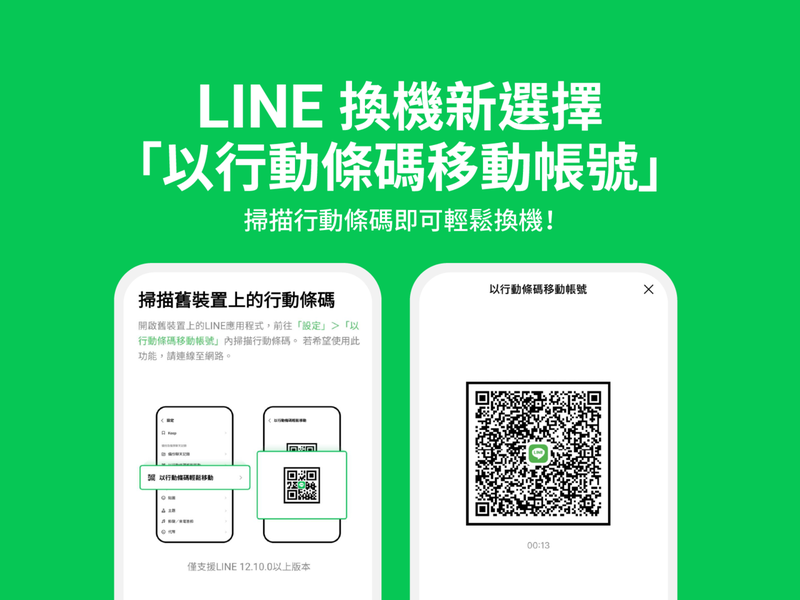 LINE官方推出「掃描行動條碼換機」的功能，就能輕鬆將LINE帳號一鍵換機。（圖／LINE官方Blog）