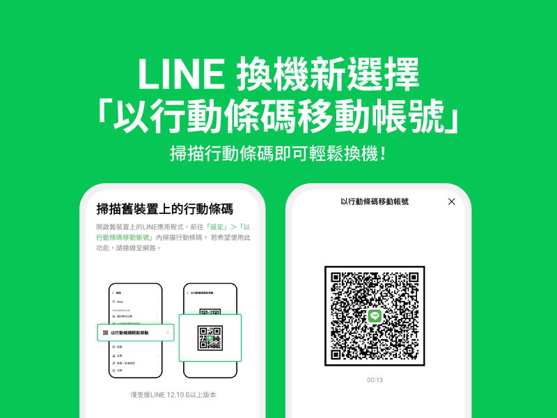 LINE持續優化換機流程，最新推出「以行動條碼移動帳號」的換機新選擇。圖／摘自LINE台灣官方部落格