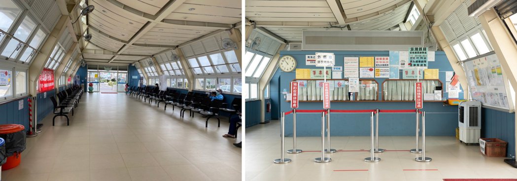 （左起）改造前的候船室與售票口。 圖／台灣設計研究院提供