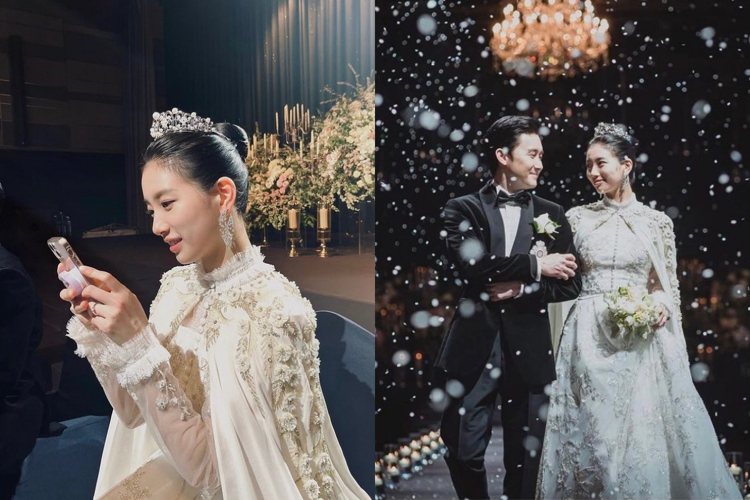 韓國女星秀智於新劇《安娜》劇中婚禮配戴TASAKI珠寶。圖／摘自IG