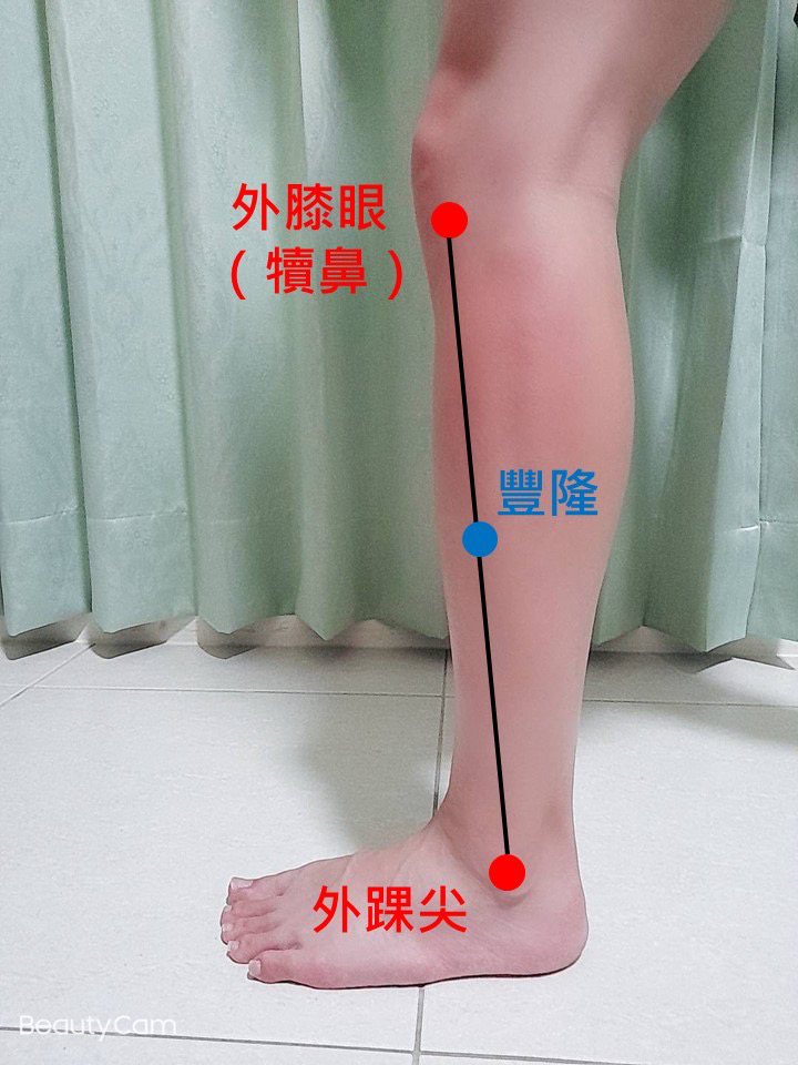 台南市立醫院中醫師建議可以按壓豐隆穴，以舒緩長新冠症狀。圖／市醫提供